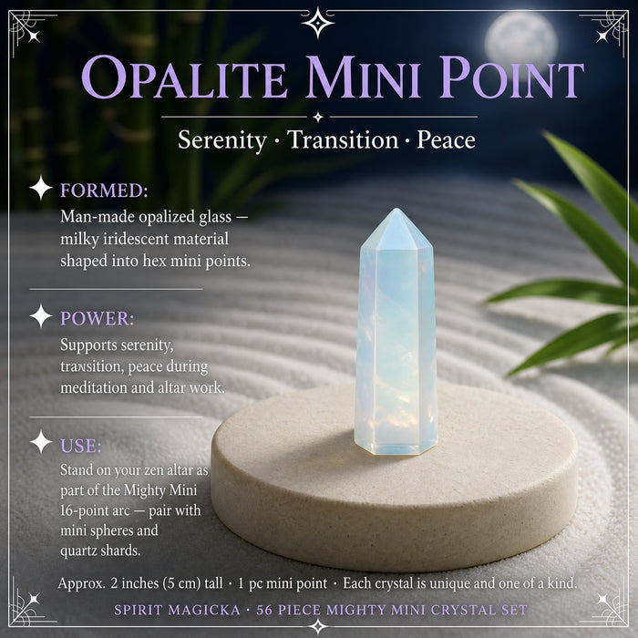Milky iridescent opalite mini point