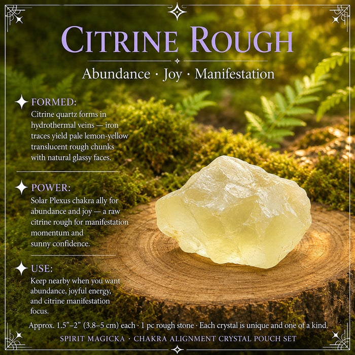 A rough pale yellow citrine stone on a wood round