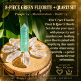 Conjunto 8 Peças Fluorita Verde + Quartzo