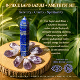 8-delt Lapis Lazuli + Ametyst sæt