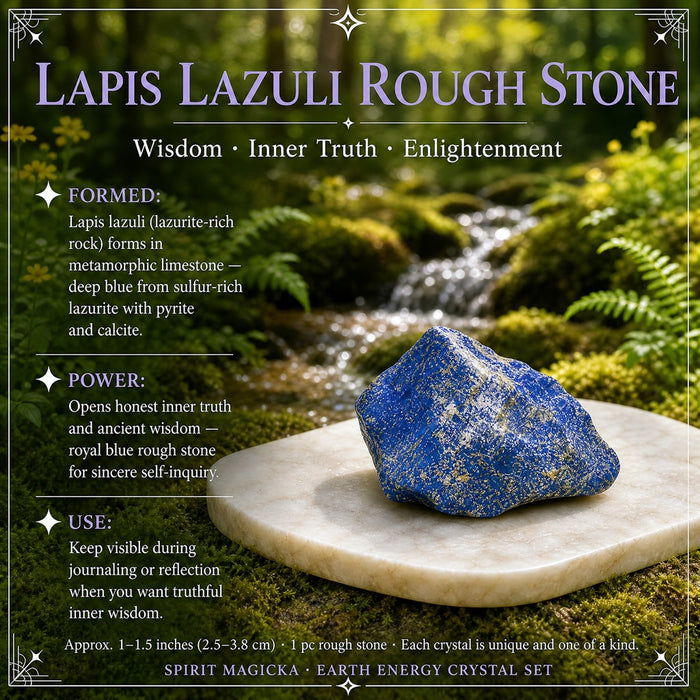 Deep blue rough lapis lazuli stone flecked with gold pyrite