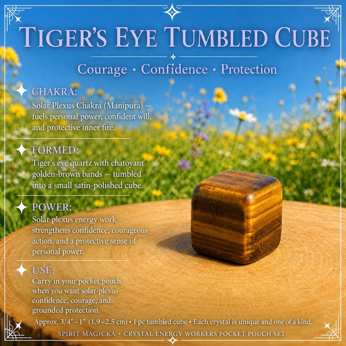 Golden-brown banded tiger eye tumbled cube