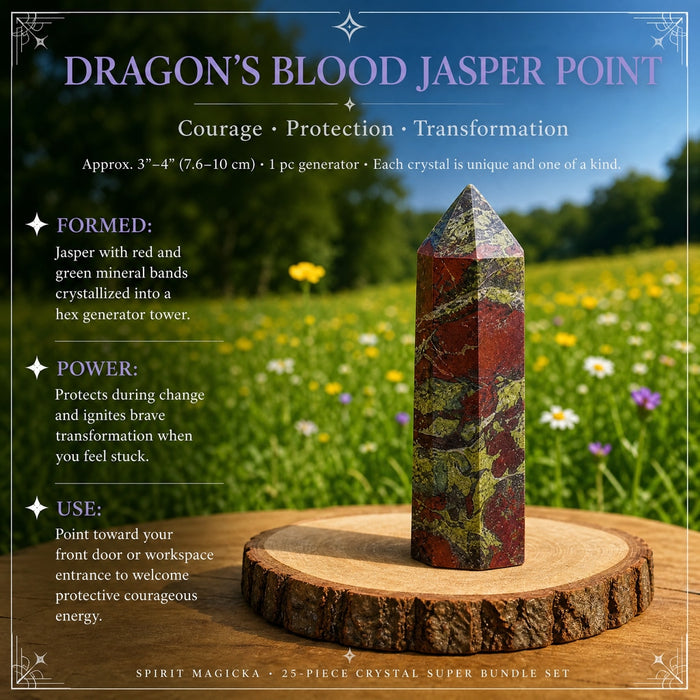 A red and green dragon blood jasper generator point