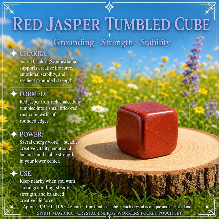 Brick-red red jasper tumbled cube