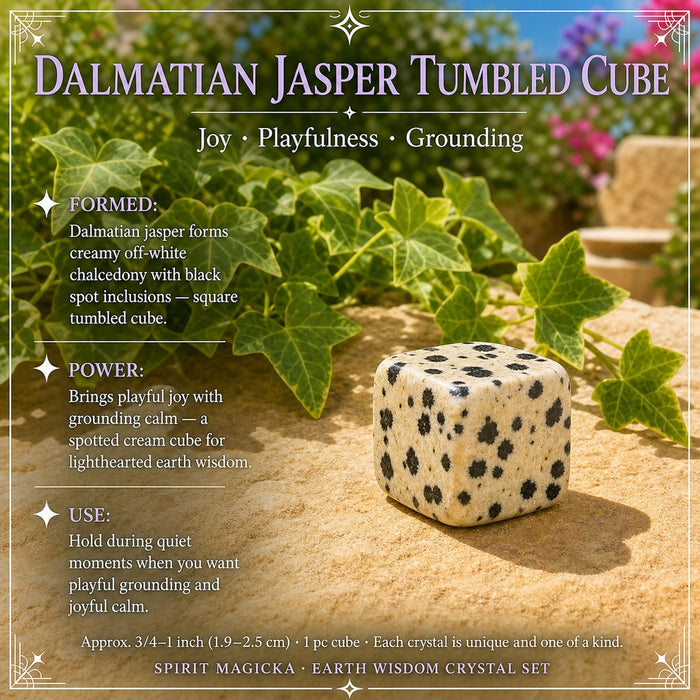 Cream dalmatian jasper cube with black spots