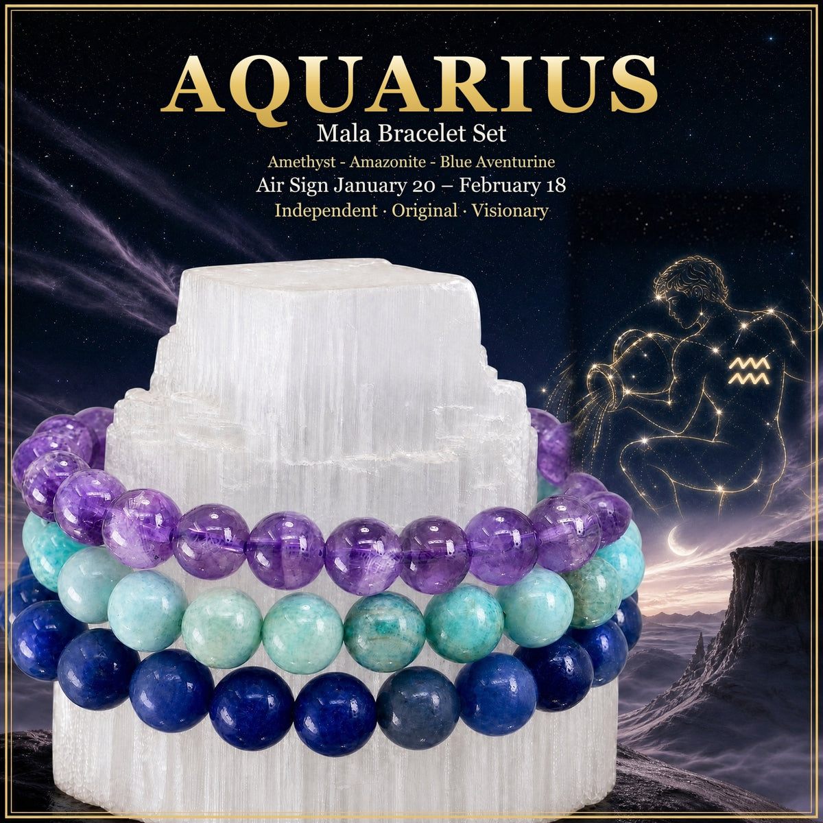 ♒ Verseau - 20 janvier - 18 février Ensemble de bracelets d'astrologie du zodiaque
