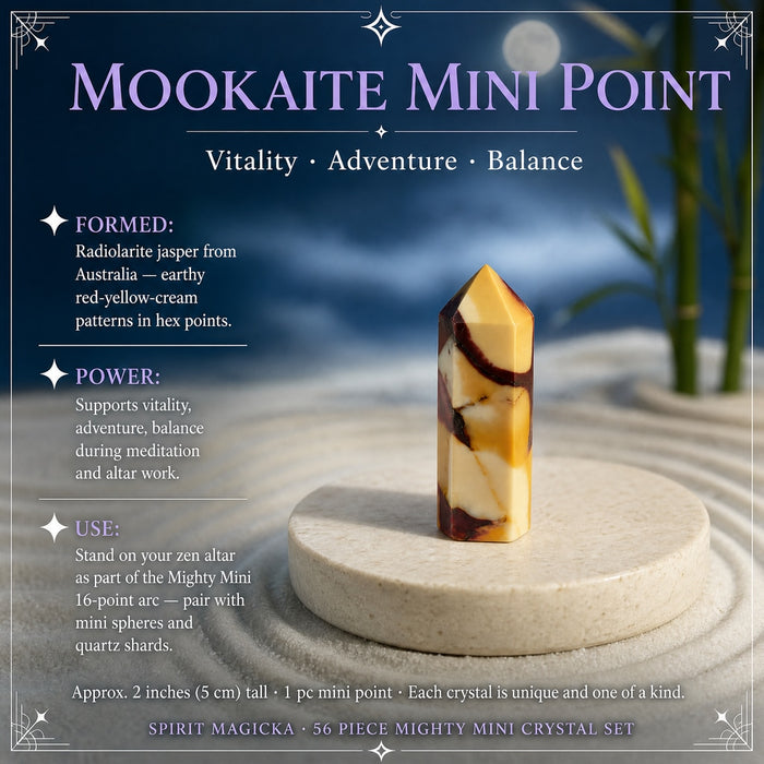 Cream, yellow and burgundy mookaite mini point