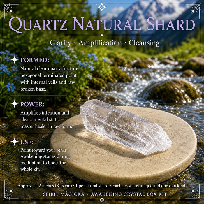 Natural clear quartz shard with a pointed end