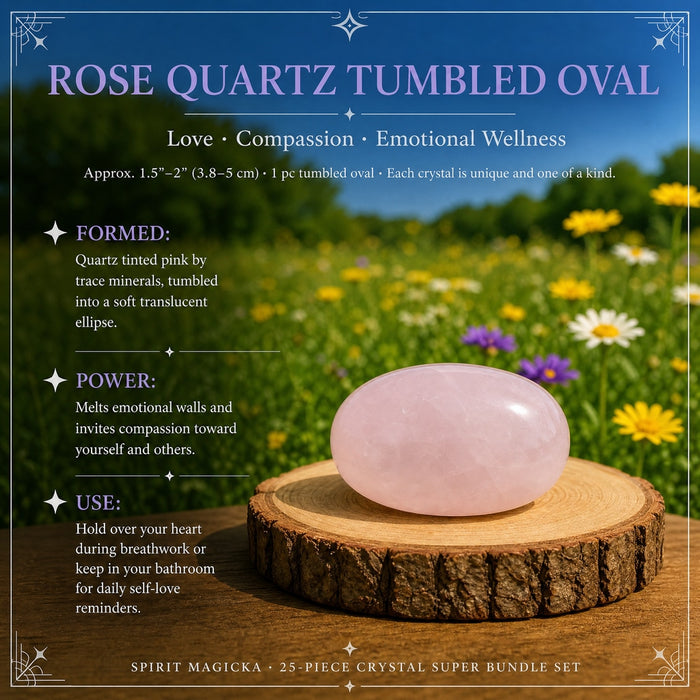 A pale pink rose quartz tumbled oval