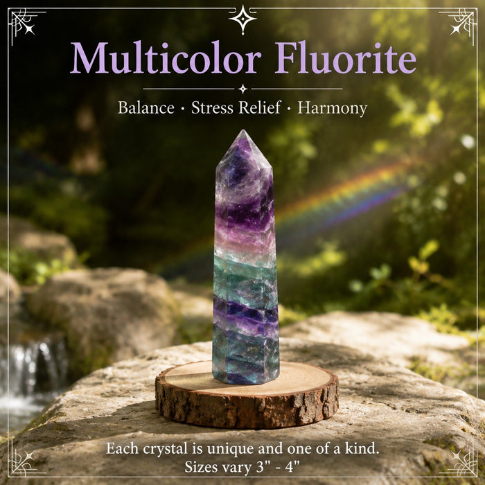 Multicolor Fluorite crystal point