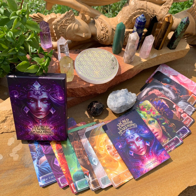Arron WAIIIIT FOR NEW IMAGES - Sacred Feminine Awakening Oracle Cards & 13 Crystal Altar Set