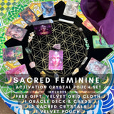 🌙13 Crystals Sacred Feminine Crystals & Oracle Cards - Velvet Pouch Set - PLUS BONUS GIFT - 1 DAY SPECIAL - FREE Velvet Gridding Cloth