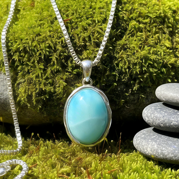 Larimar Wave Silver Necklace