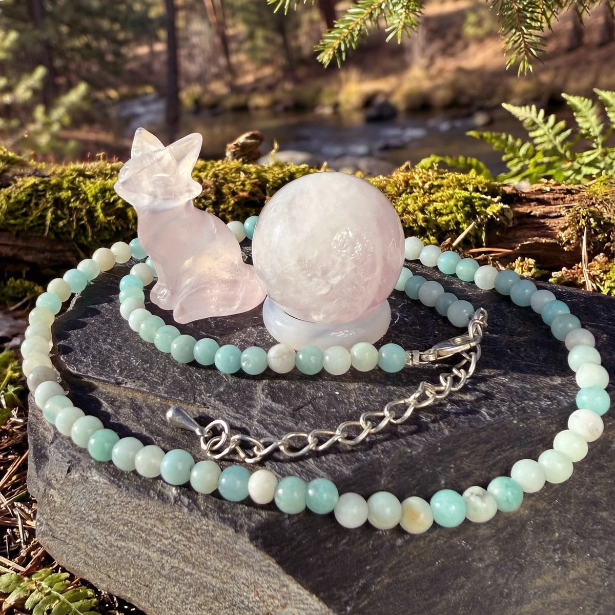 Z ARRON DESIGN Collier avec pendentif en fil de cuivre et pierre de lune Serenity