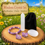 Selenite & Lepidolite Mala Bracelet Wisdom Crystal Set 🙏