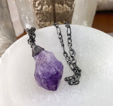 Amethyst Wire Wrapped Pendant + Pouch
