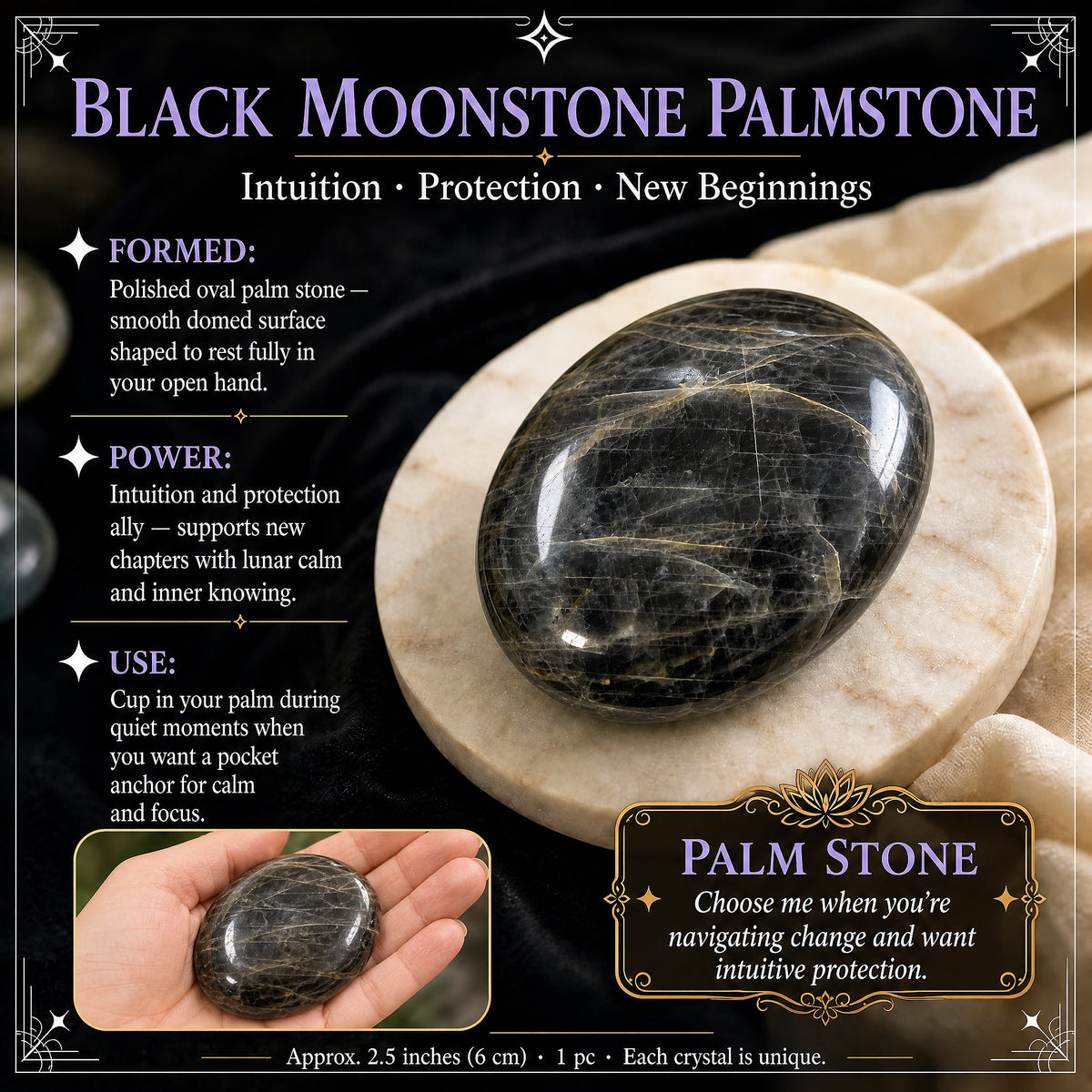 Pierre de lune noire Palmstone
