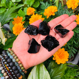 Black Obsidian Rough Natural Stone - 5 Pcs - rawstone