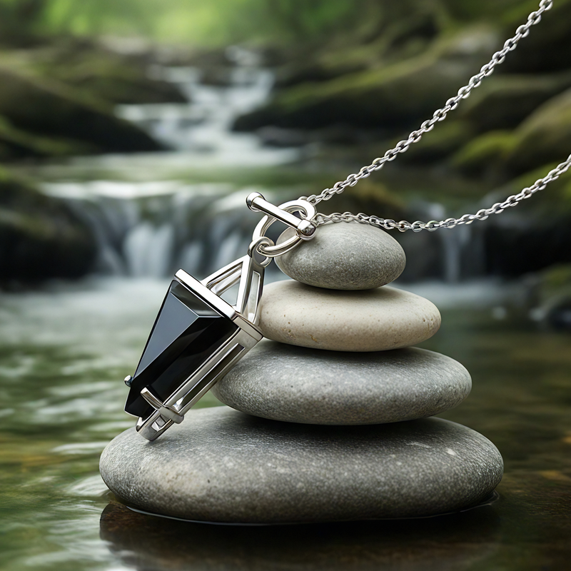 Black Onyx & Silver Guardian Necklace