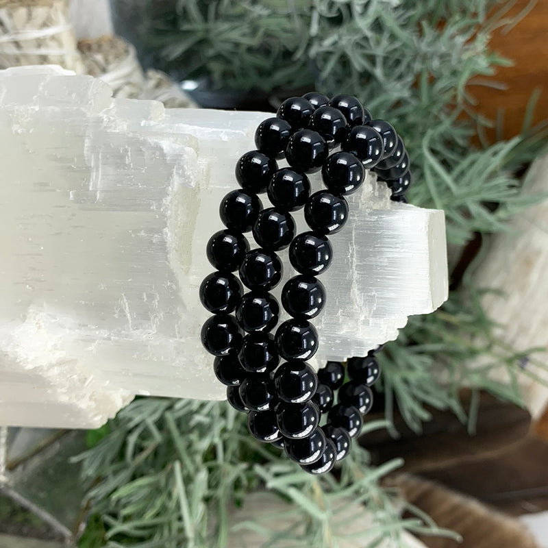 Mala Black Obsidian Bracelet With Velvet Pouch