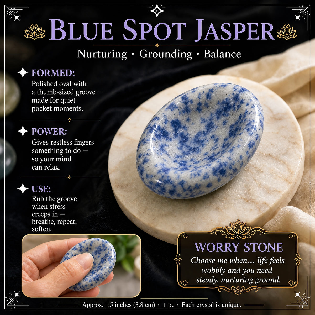 Jaspe bleu à pois Worry Stone