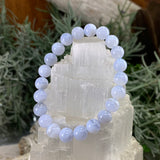 Mala Blue Lace Agate Bracelet With Velvet Pouch