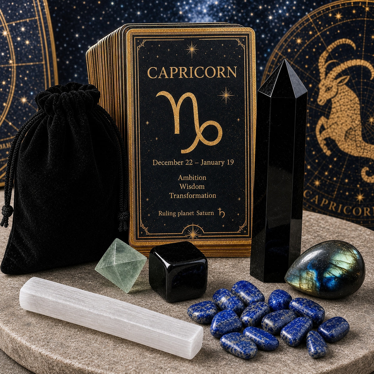 ♑ Capricorne - 22 décembre - 19 janvier - Ensemble Zodiac Crystal Fusion avec pochette