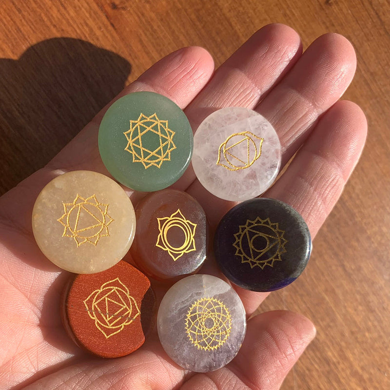 FREE GIVEAWAY!  7-Chakra Etched Crystal Stone Set (Just Pay Cost of Shipping)