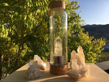 Crystal Wand Water Bottle + Protective Sleeve (Bamboo) - Quartz