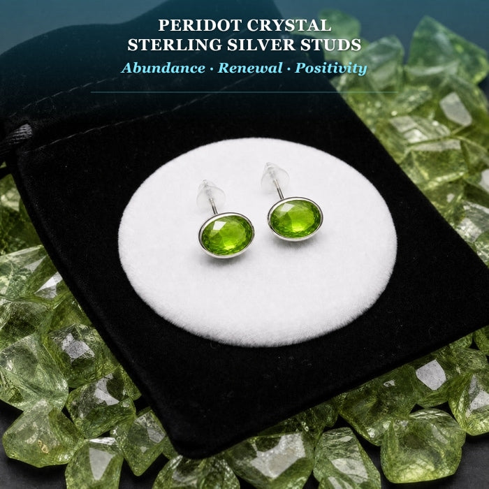 Earrings - Peridot Crystal Sterling Silver Studs