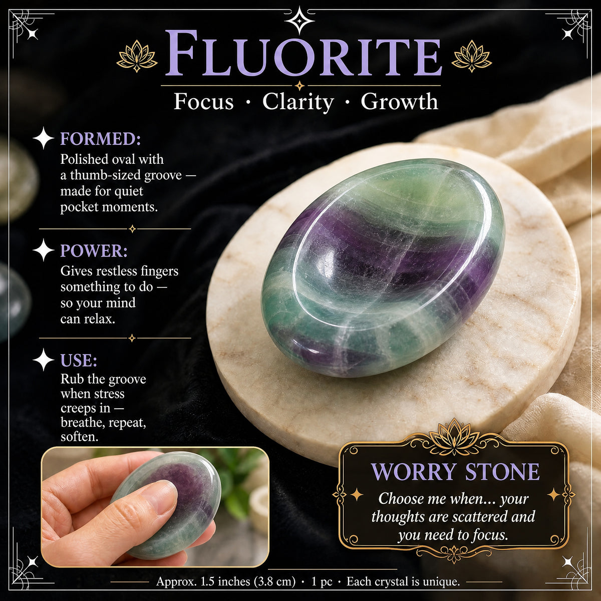 Pierre d'inquiétude en fluorite multicolore