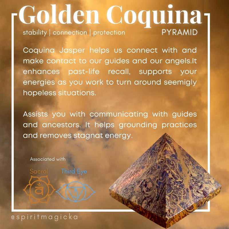 Golden Coquina Jasper Pyramid - Medium - pyramids