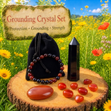 Obsidian & Black Agate Mala Bracelet Grounding Crystal Set 🙏