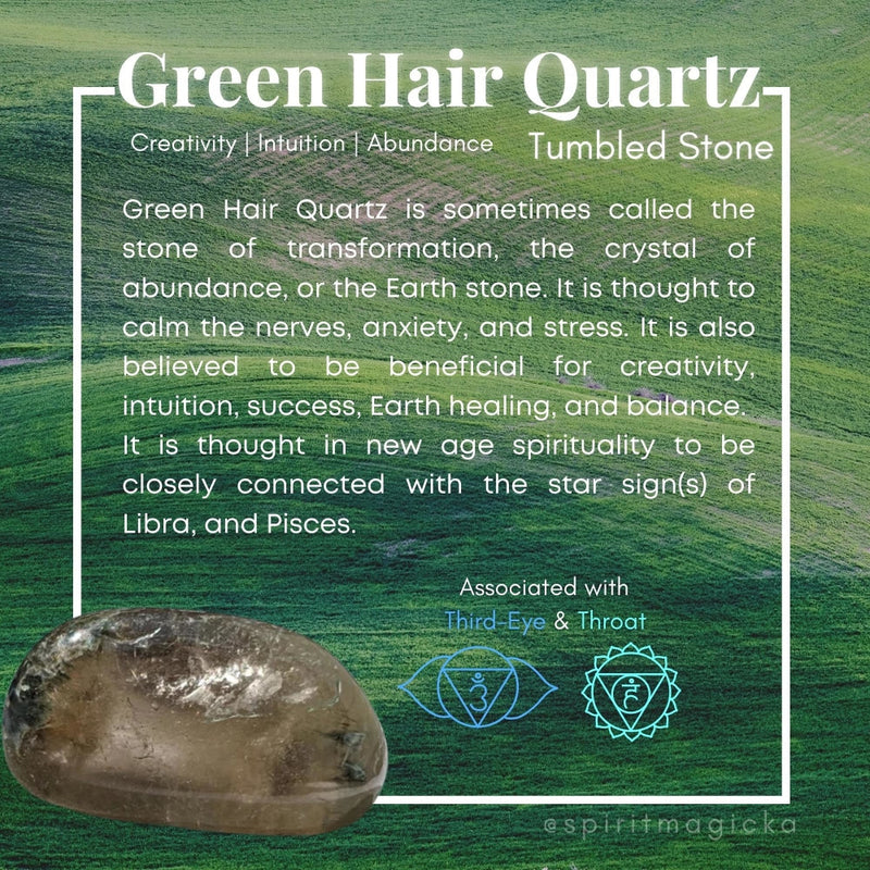 Green Hair Quartz Tumbled Stone - tumbledstone