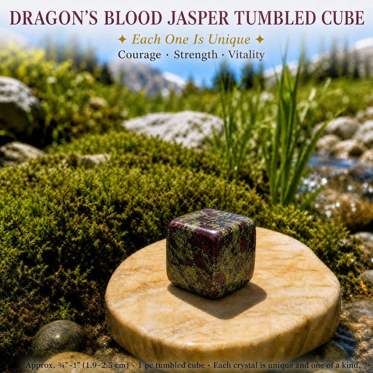Cube roulé en jaspe sang de dragon