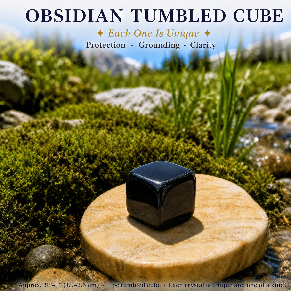 Cube roulé en obsidienne