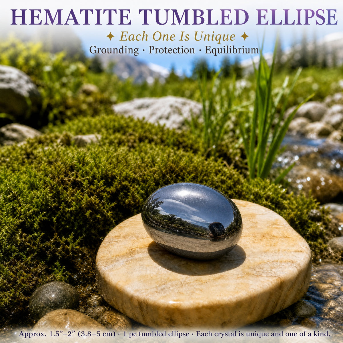 Ellipse roulée en hématite