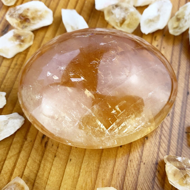 Honey Calcite Palmstone - palmstone