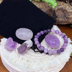 Lepidolite Mala Bracelet Unity Pouch Set