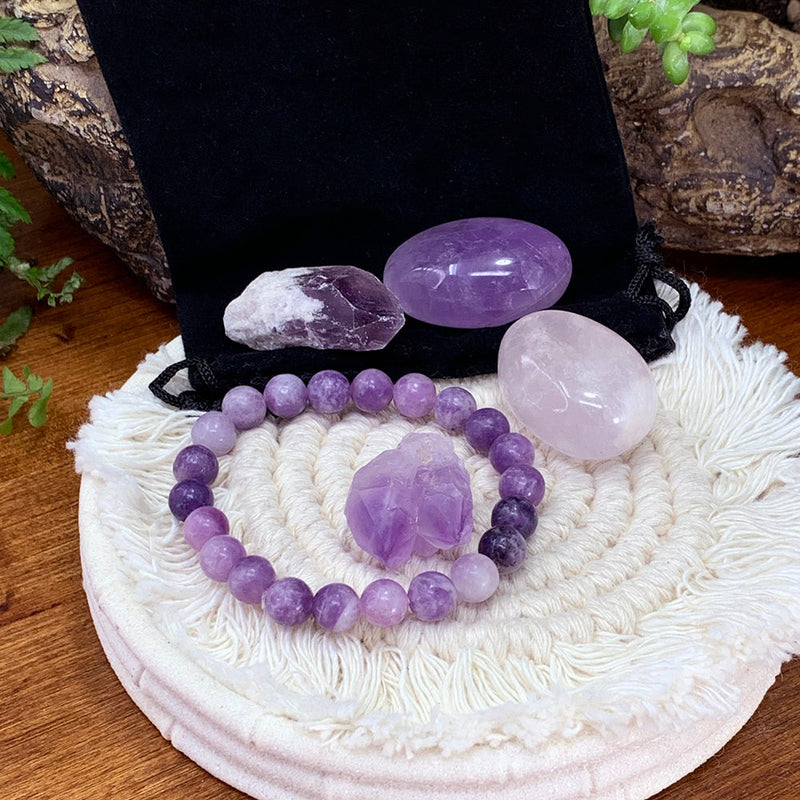 FREE GIVEAWAY!  Lepidolite Mala Bracelet Unity Pouch Set - (Just Pay Cost of Shipping)