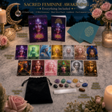 🌙 Sacred Feminine Awakening 13 Oracle Card Deck + Mini Gemstones