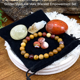 Black Friday Special - Golden Mookaite Mala Empowerment Set PLUS 3 Crystal Points