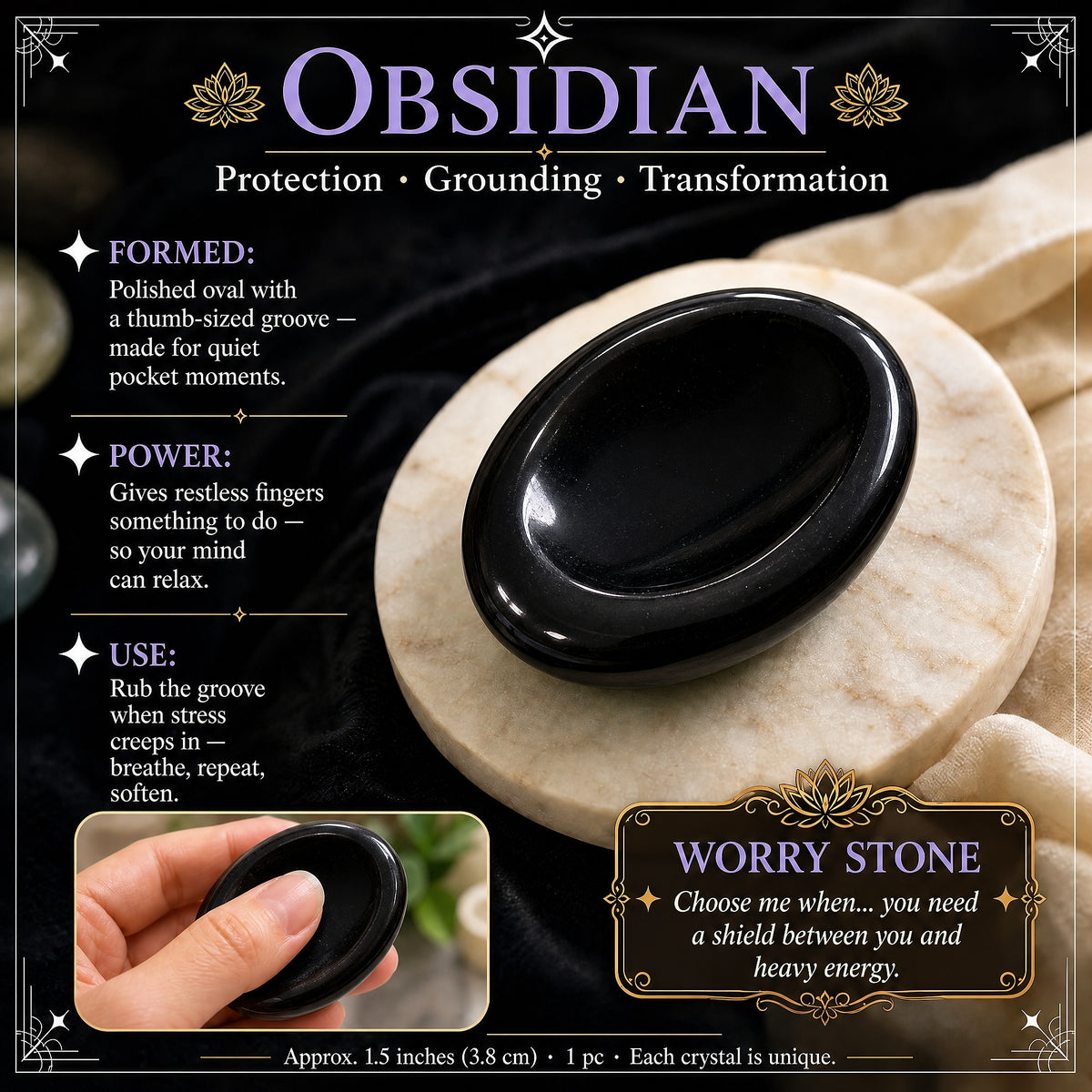 Pierre d'inquiétude en obsidienne