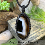 Onyx Macramé Pendant Necklace