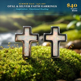 SUMMER 60% OFF SALE Opal & Silver Faith Earrings