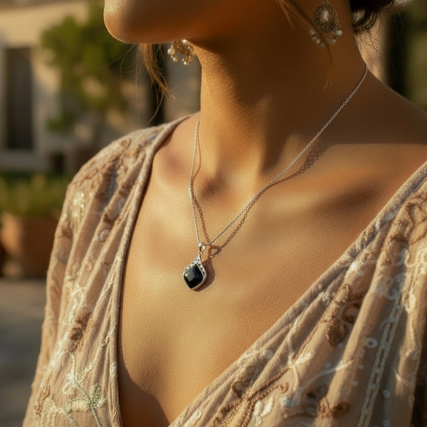 Z ARRON DESIGN Serenity Mondstein Kupferdraht-Anhänger-Halskette