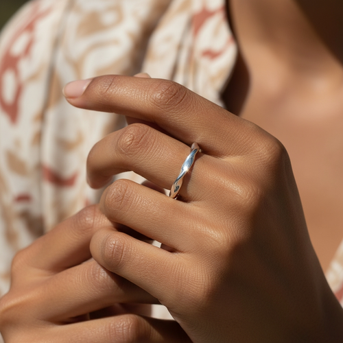 Silver Wave Ring of Flow