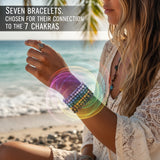 7-stykki Mala Bead Armband Chakra Set (armband fyrir hvert Chakra)