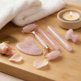 5 PC Rose Quartz Massage Beauty Set - Ultimate Self-Care Collection