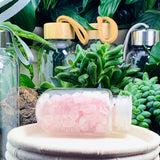 WWW - PRICING - Rose Quartz Mini Gemstone Pod Crystal Water Bottle - water